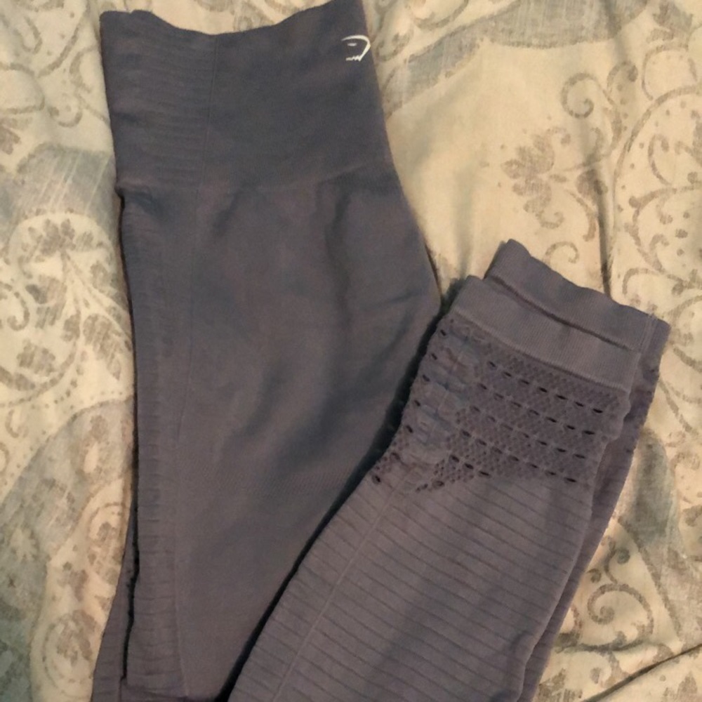 Full length gymshark energy seamless steel blue